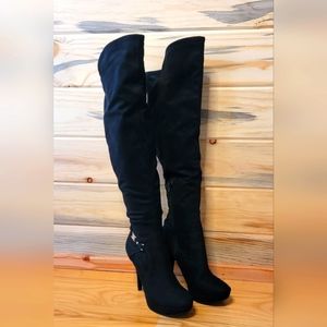 GUESS Black Suede knee high boots